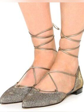 Stuart Weitzman Shoes Gilligan Metallic Lace-Up Shoes Flats size 6